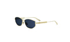 A pair of gold-framed sunglasses with dark lenses.
