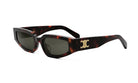 A pair of sunglasses with a tortoiseshell frame and dark lenses.