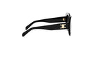A pair of black sunglasses with a white C logo on the frame.