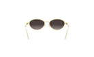 A pair of gold-colored sunglasses with dark lenses.