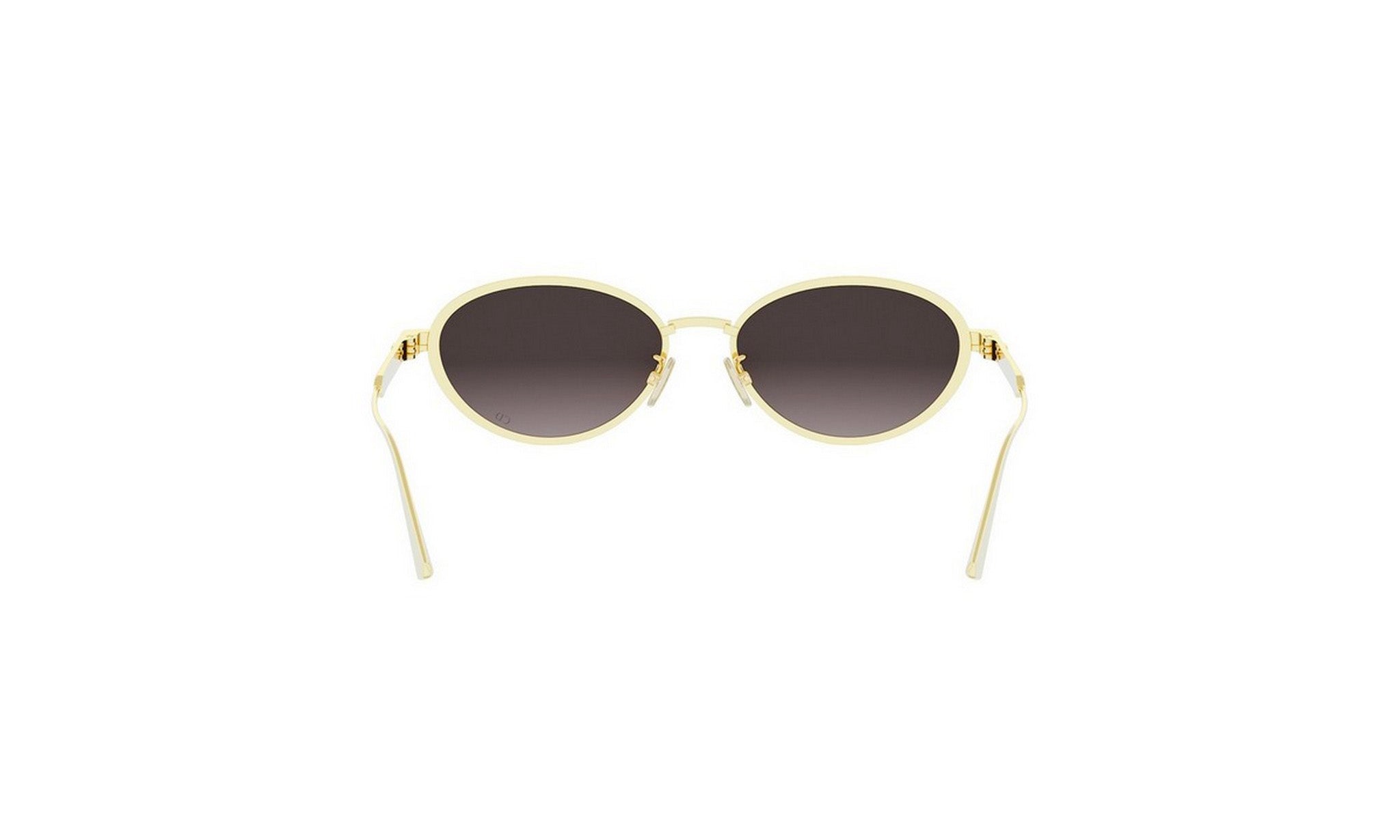 A pair of gold-colored sunglasses with dark lenses.