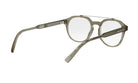 A pair of gray-framed glasses with a strap, as seen from the side.