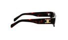 A pair of dark-framed sunglasses with a distinctive logo on the side.