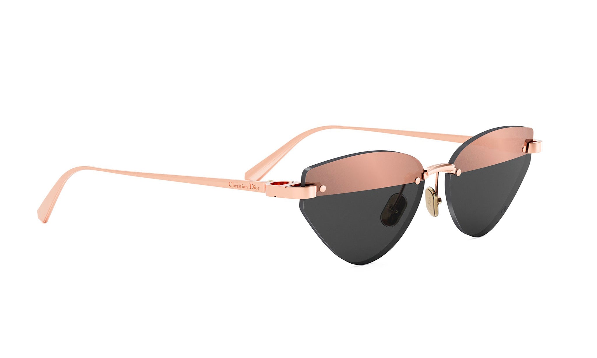 A pair of stylish sunglasses with a gold frame and dark lenses.