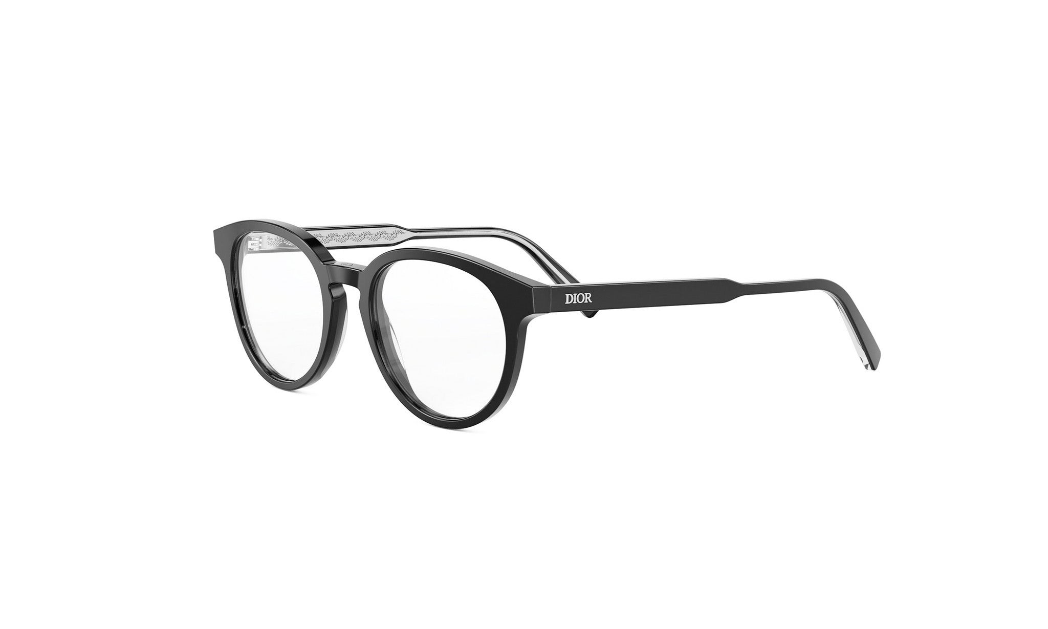 A pair of black-framed glasses with a sleek, modern design.