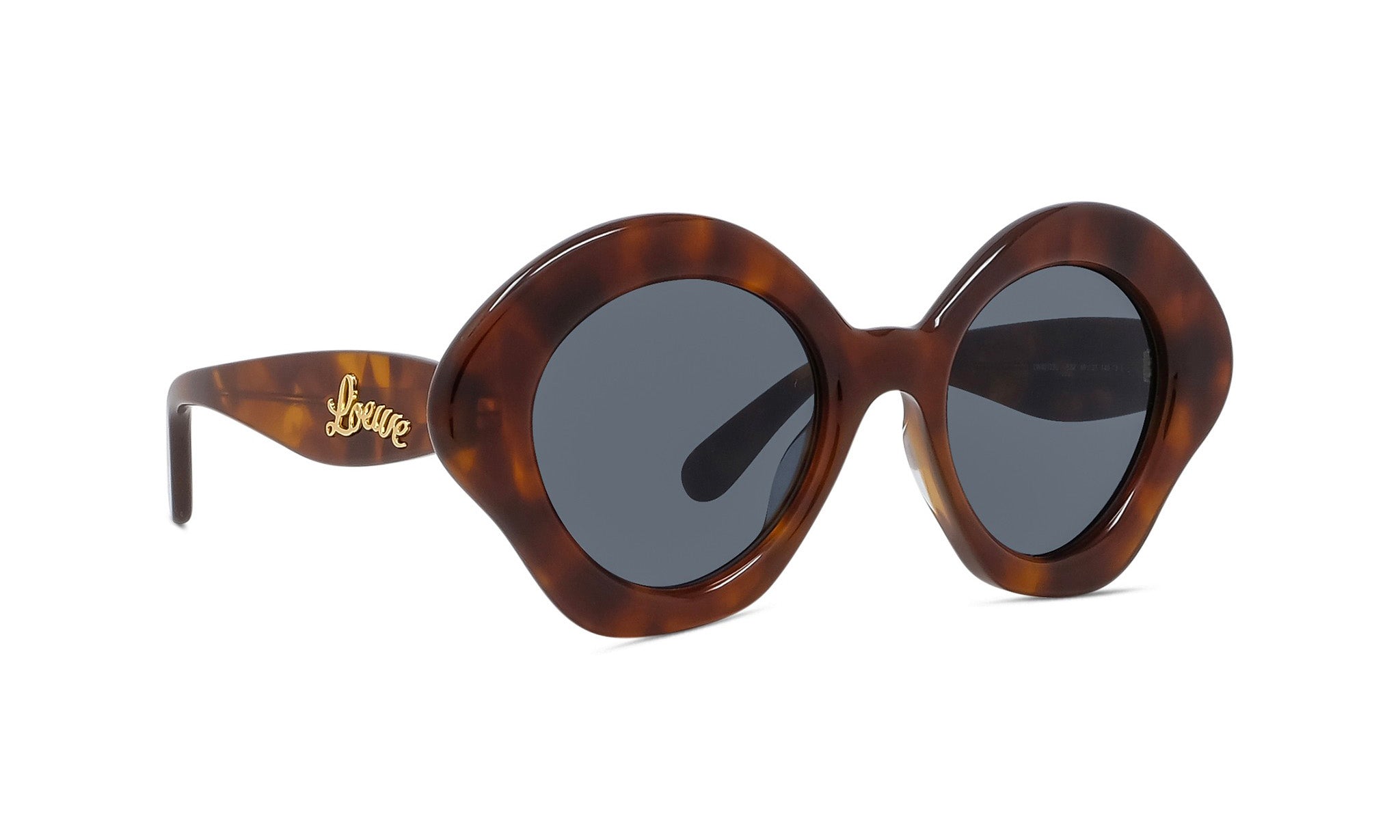 A pair of brown tortoiseshell sunglasses with dark lenses.