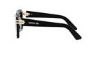 A pair of black Christian Dior sunglasses with gold-colored metal accents.