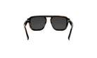 A pair of dark-framed sunglasses with dark lenses.