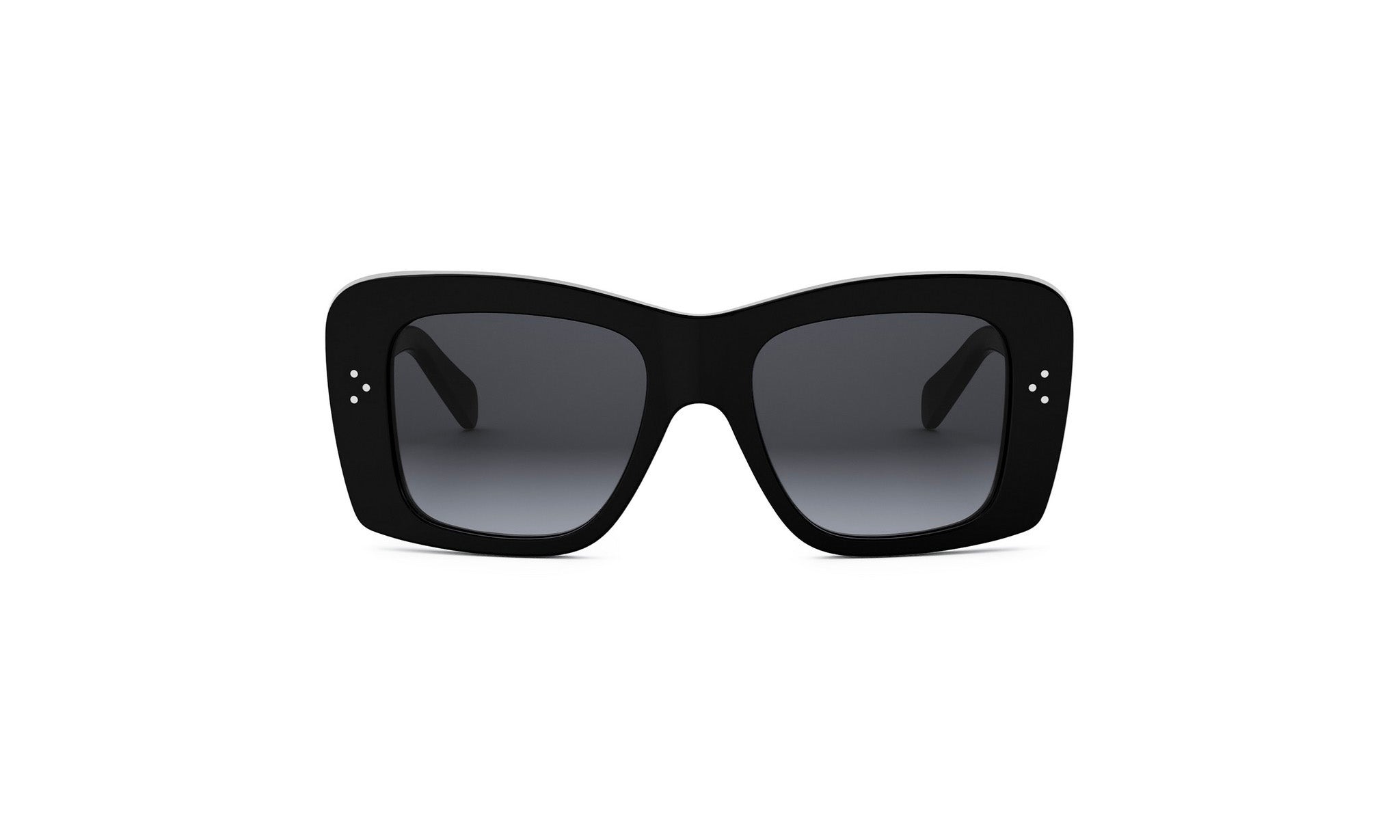 A pair of black sunglasses with a sleek, modern design.