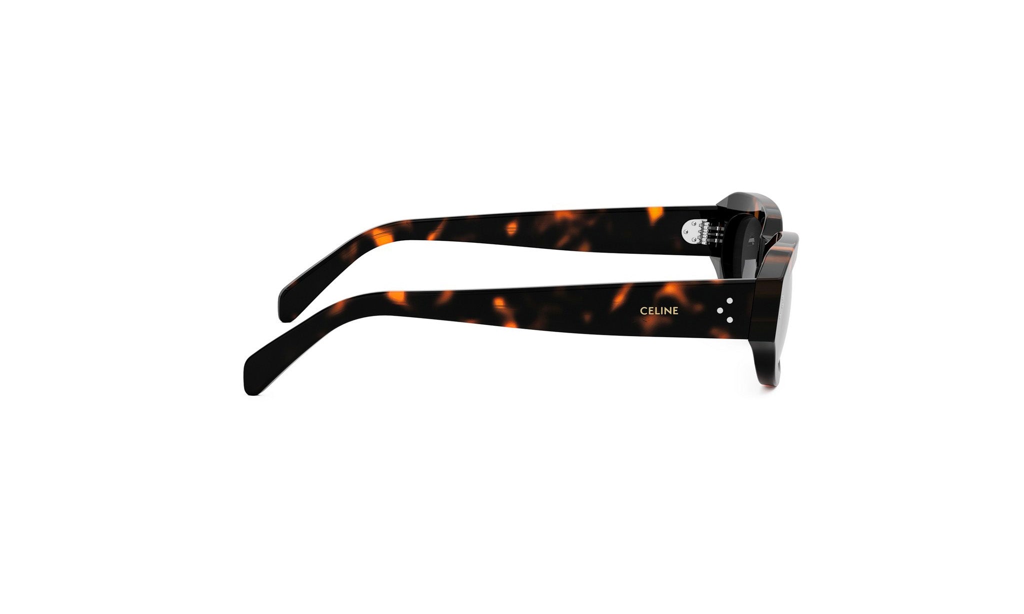 A pair of sunglasses with a tortoiseshell frame and dark lenses.