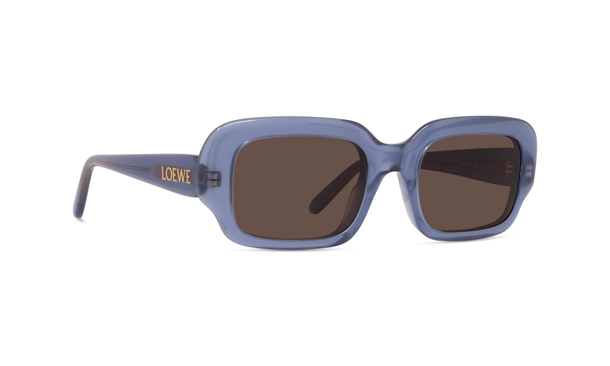 A pair of blue-tinted sunglasses with dark lenses.