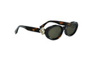 A pair of stylish sunglasses with dark frames and dark lenses.