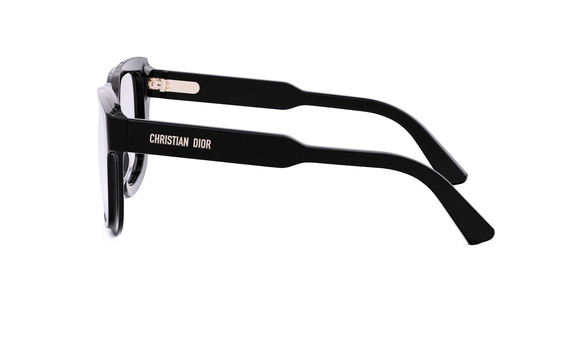 A pair of black Christian Dior sunglasses with a sleek, modern design.