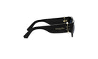 A pair of black sunglasses with gold accents and the logo of Christian Dior.