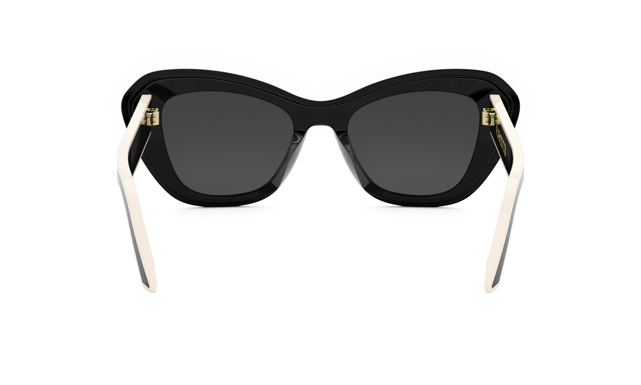 A pair of black sunglasses with white frames.