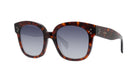 A pair of stylish sunglasses with a tortoiseshell frame and dark lenses.