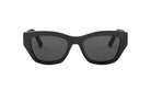 A pair of black cat-eye sunglasses against a white background.