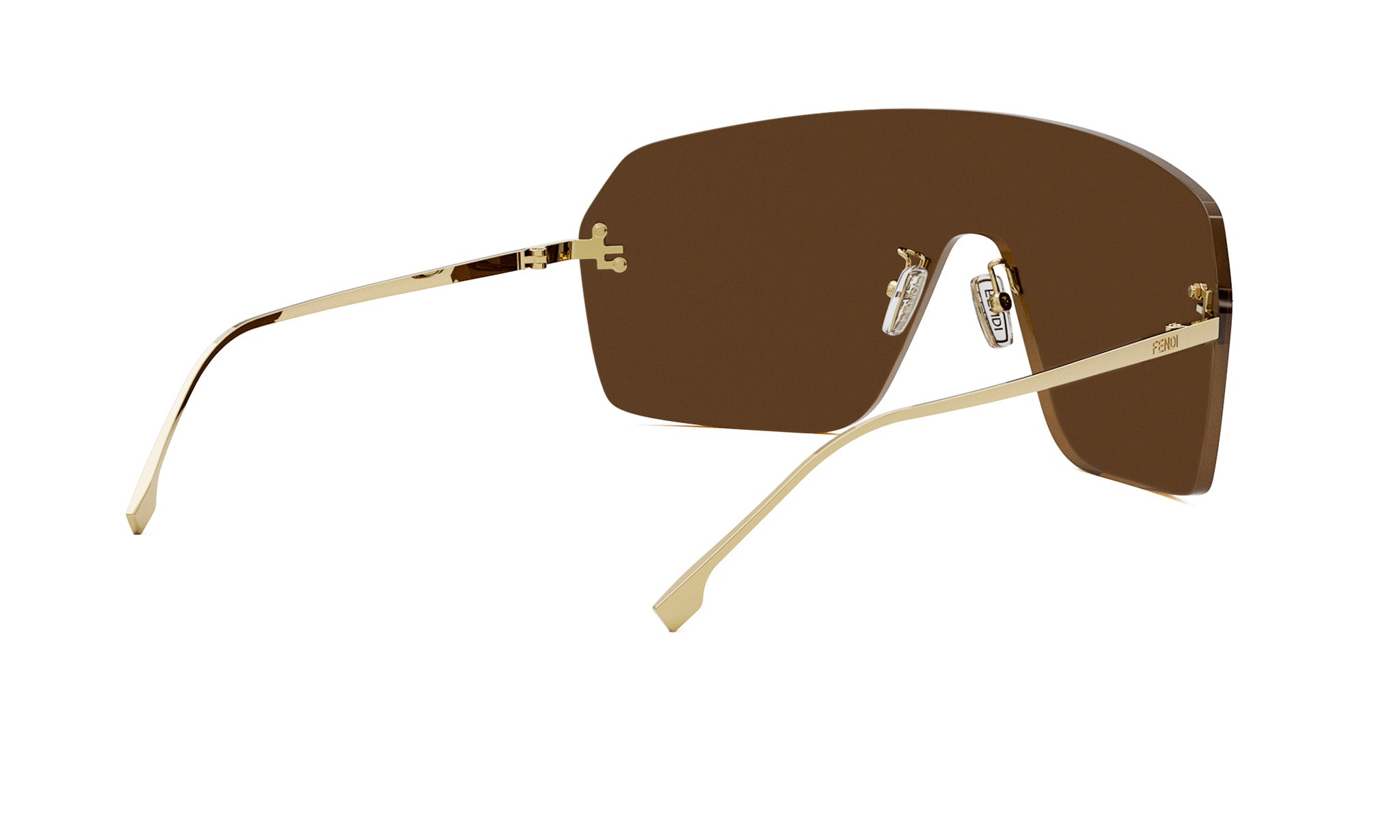 A pair of brown-tinted sunglasses with gold-colored metal frames.
