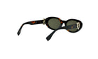 A pair of stylish sunglasses with a tortoiseshell frame and dark lenses.