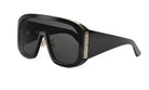 A pair of black sunglasses with a sleek, modern design.