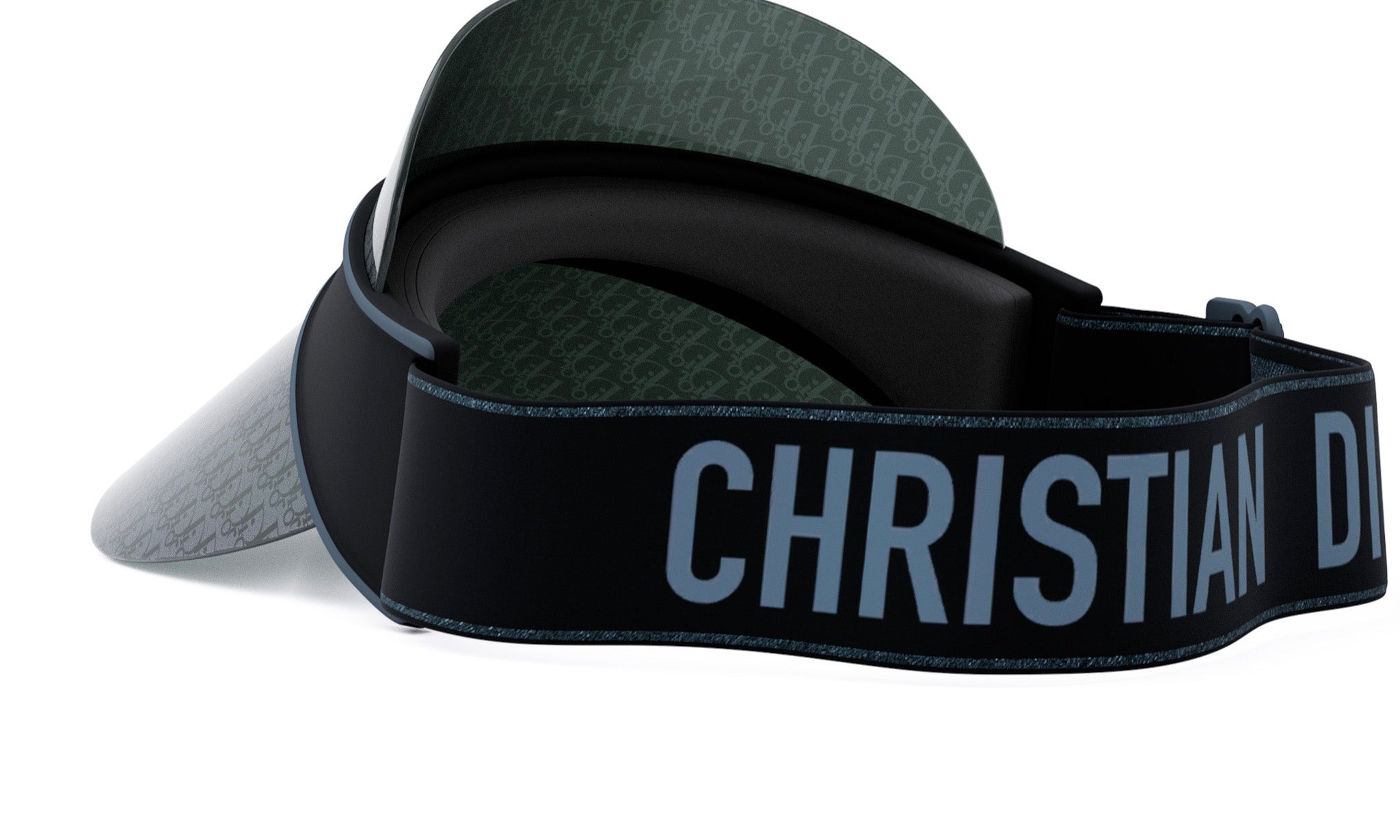 A black and gray Christian-branded visor with a textured pattern.