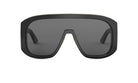 A pair of black sunglasses with a sleek, modern design.