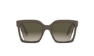 A pair of dark-framed sunglasses with a gradient lens design.