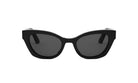 A pair of black cat-eye sunglasses against a white background.