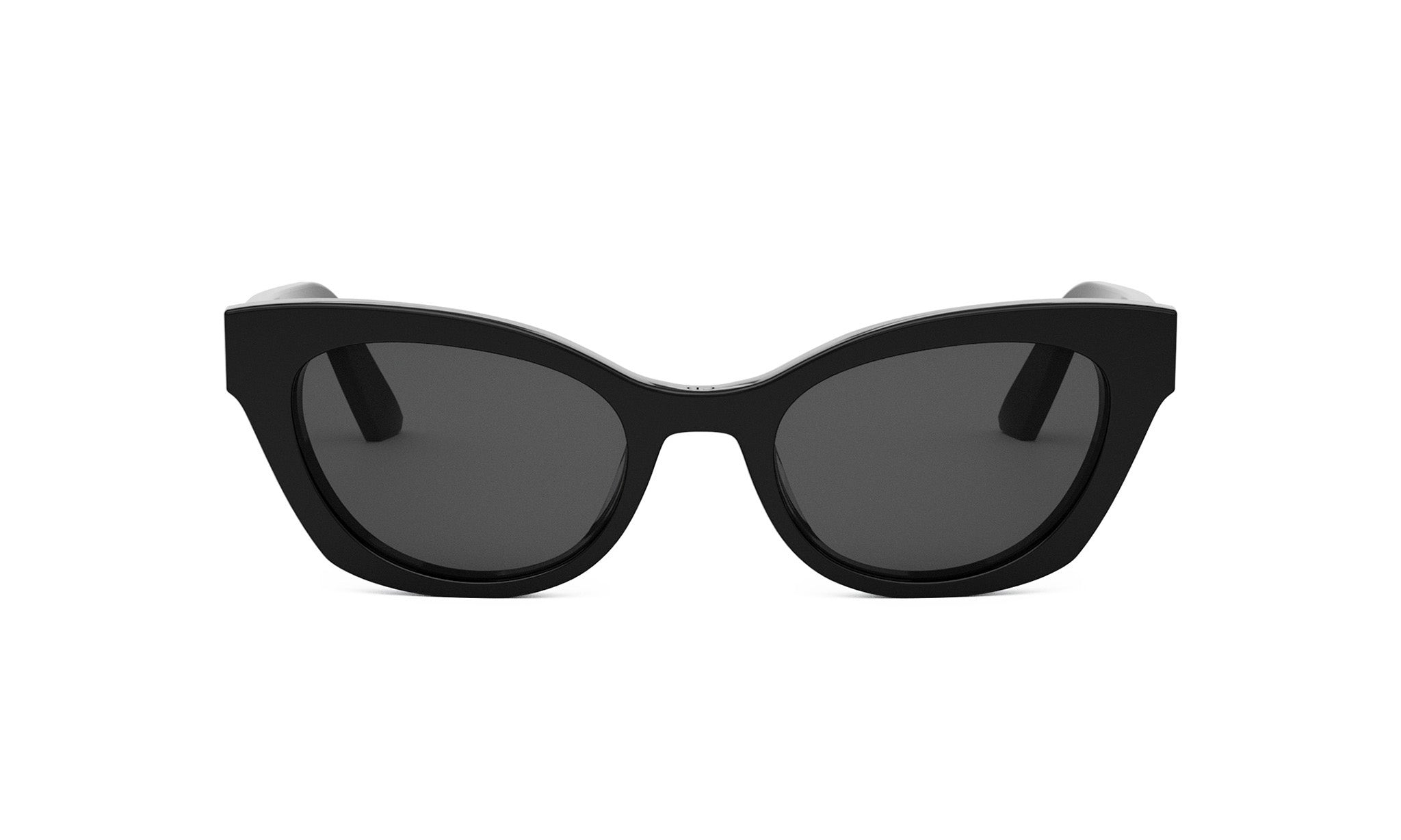 A pair of black cat-eye sunglasses against a white background.