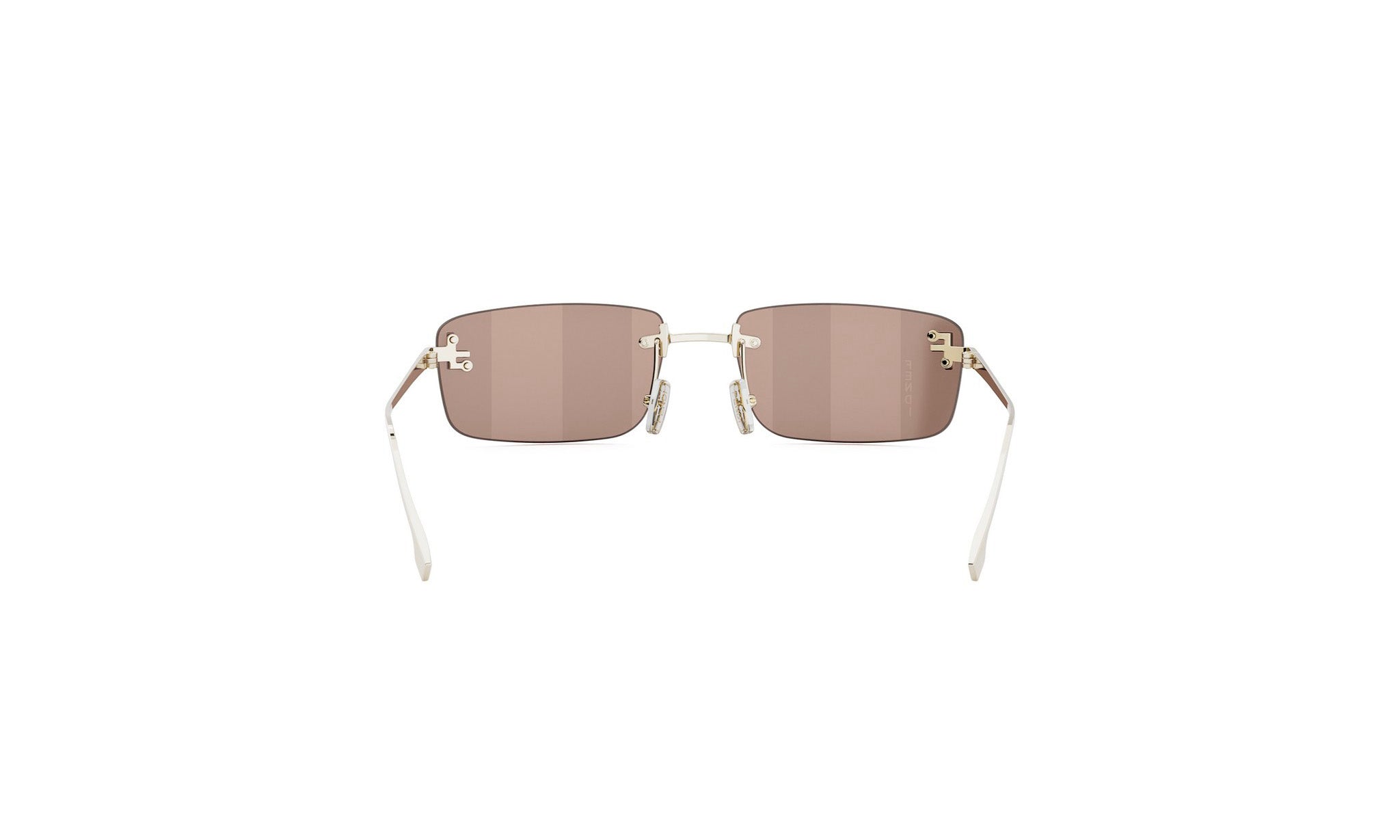 A pair of brown-tinted sunglasses with white frames, displayed against a white background.