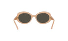 A pair of round sunglasses with dark lenses.