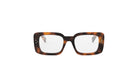 A pair of tortoiseshell-framed glasses with clear lenses, set against a white background.