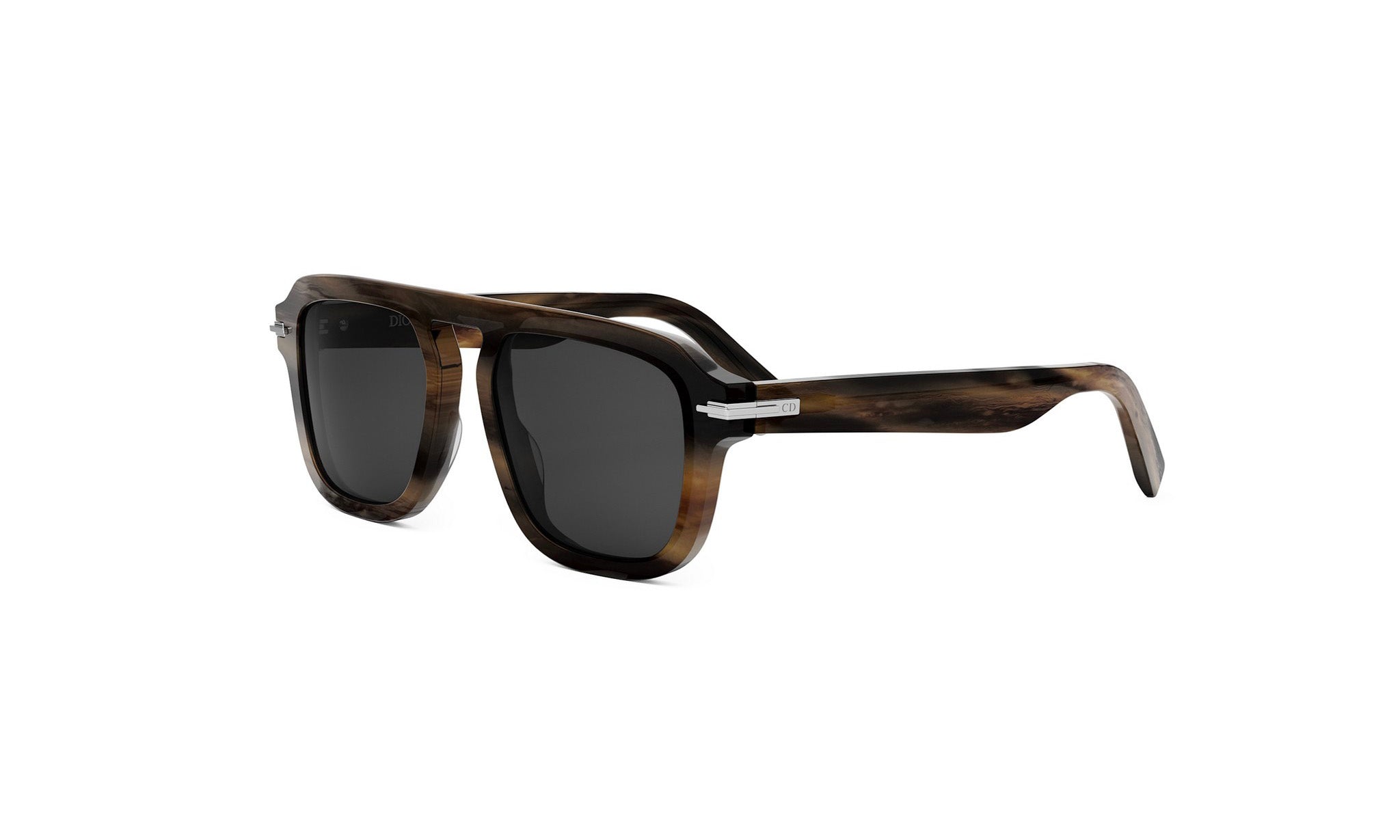 A pair of dark-framed sunglasses with dark lenses.