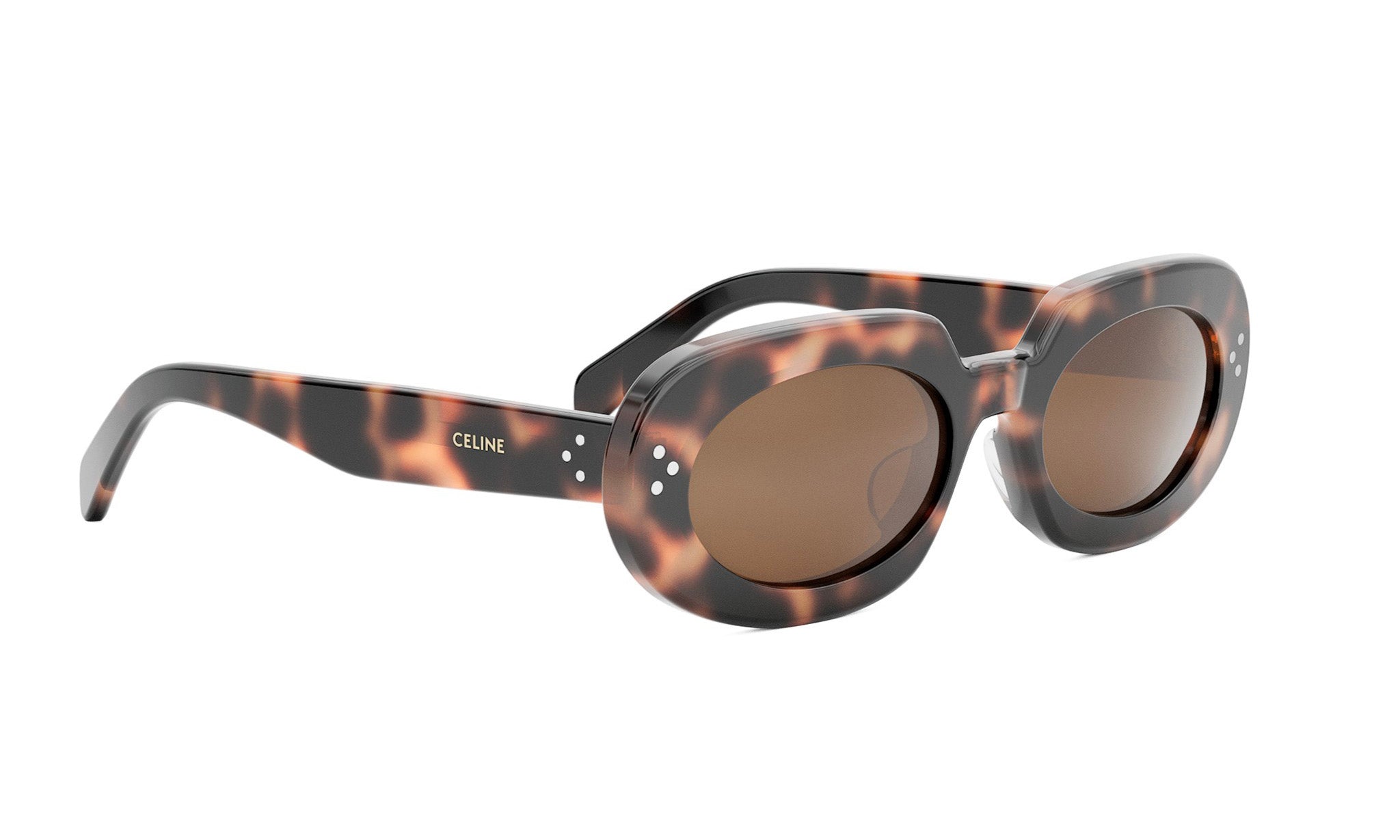 A pair of stylish sunglasses with a tortoiseshell frame and dark lenses.