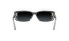 A pair of stylish sunglasses with dark lenses and gold-colored temples.