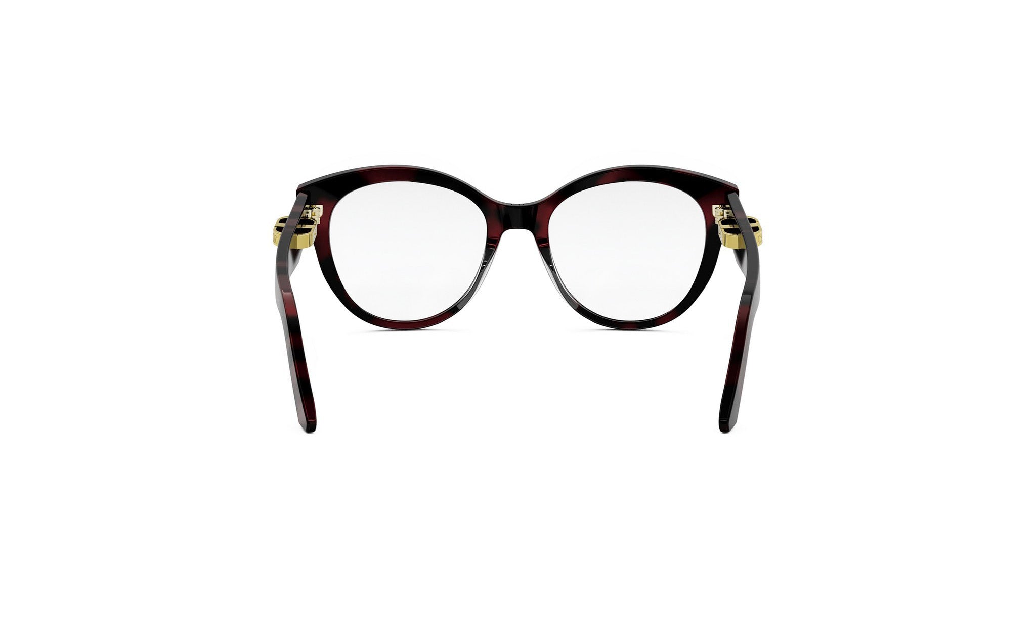 A pair of stylish, round-framed glasses with dark-colored temples and a black frame.