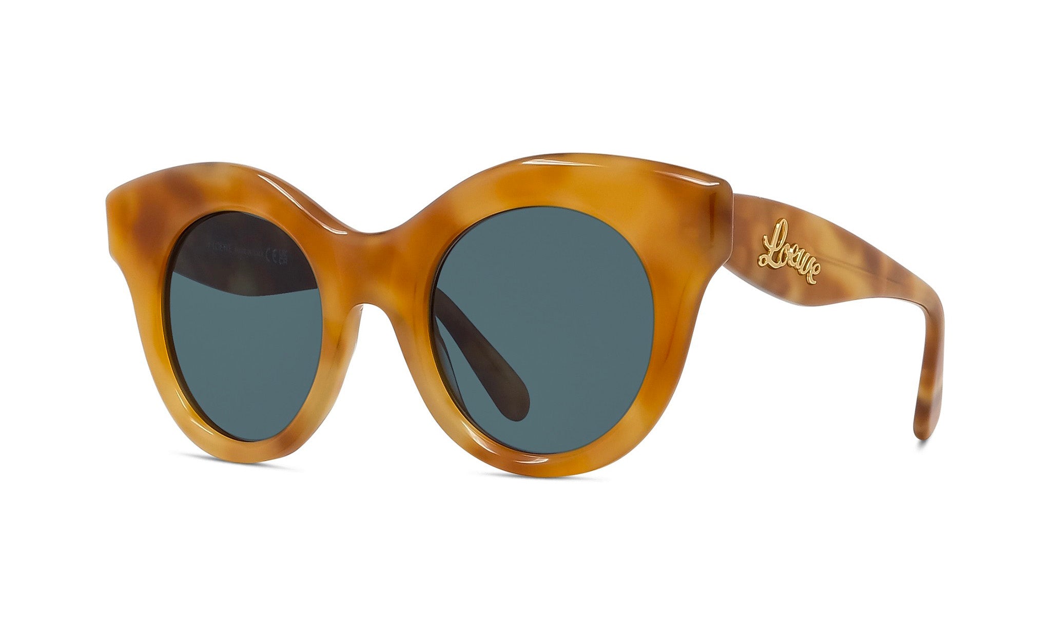 A pair of stylish sunglasses with a tortoiseshell frame and dark lenses.