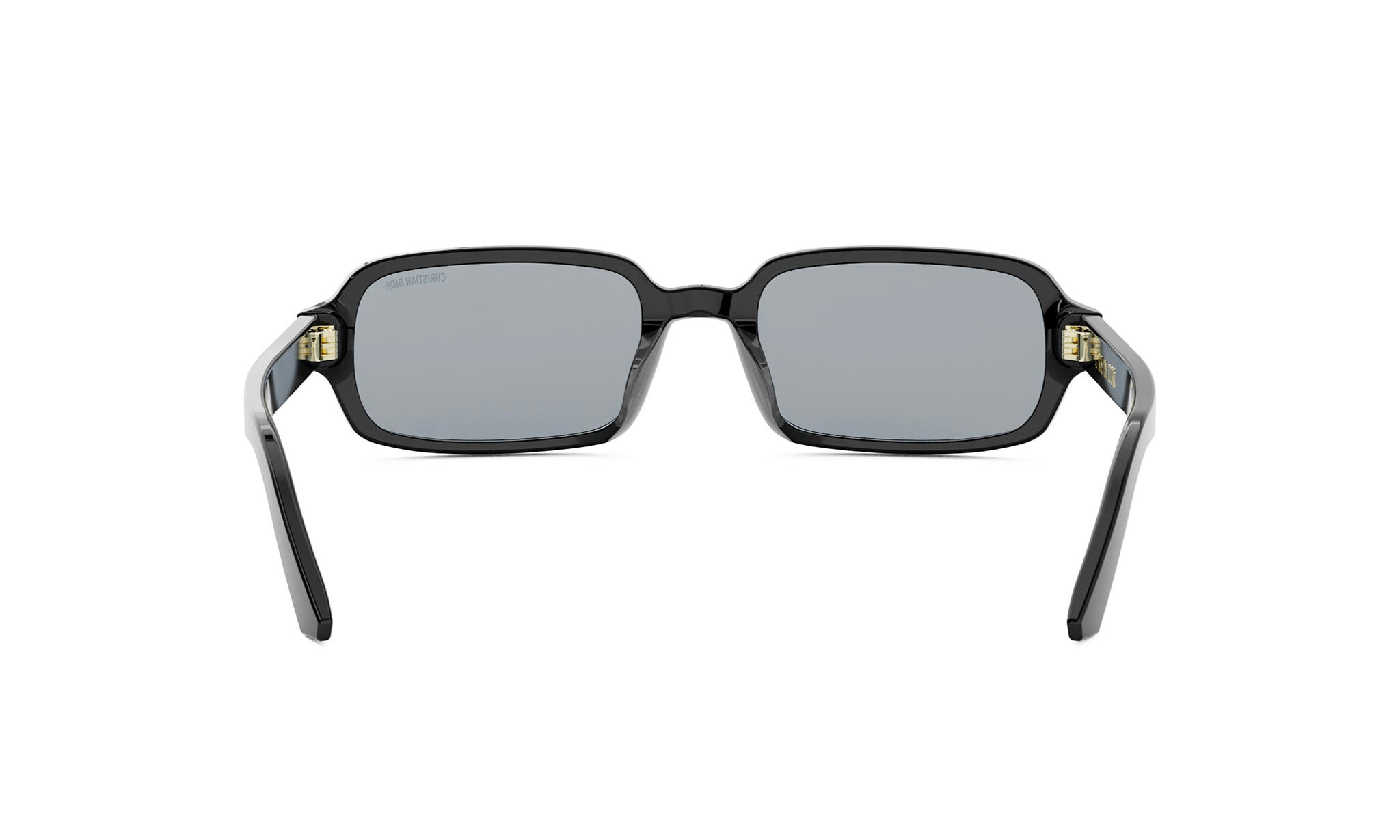 A pair of black rectangular sunglasses with dark lenses.