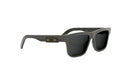 A pair of dark-colored sunglasses with a Dior logo on the frame.