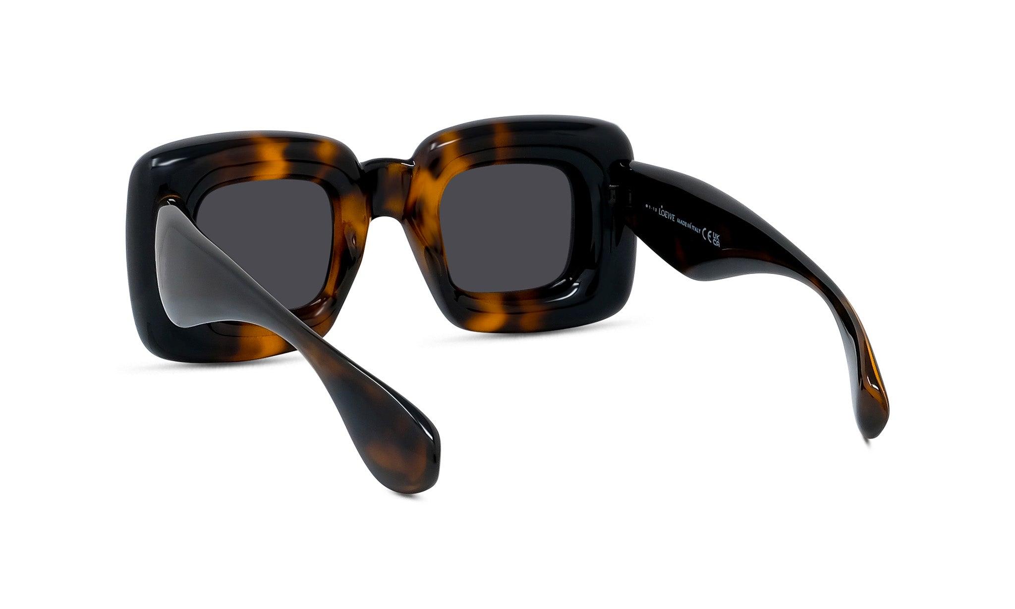A pair of tortoiseshell-framed sunglasses with dark lenses.