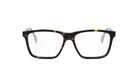 A pair of tortoiseshell-framed glasses with a dark frame and clear lenses.