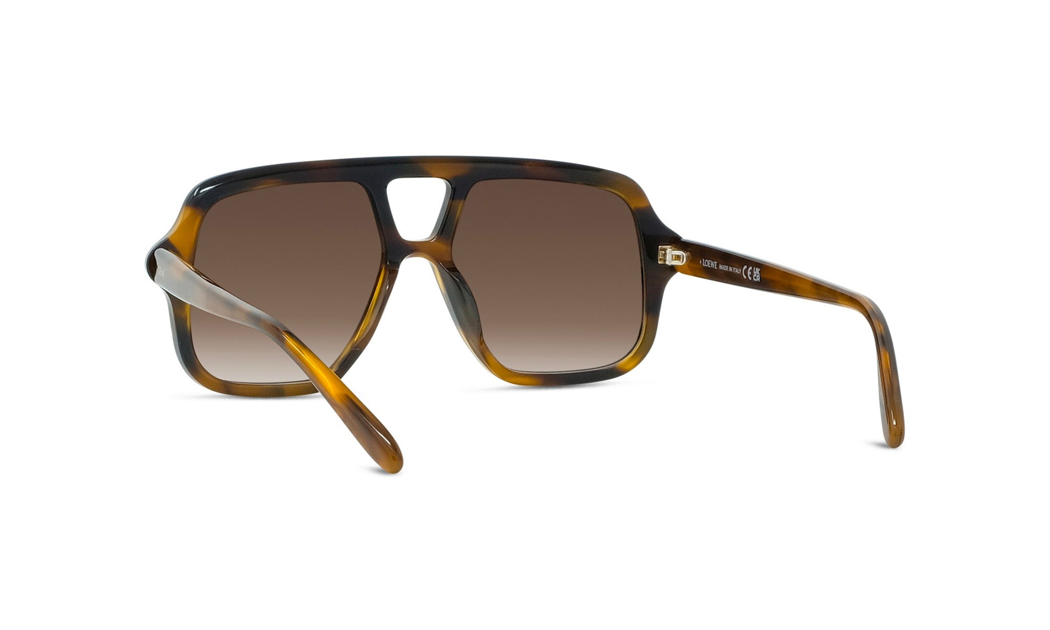 A pair of sunglasses with a tortoiseshell frame and dark lenses.