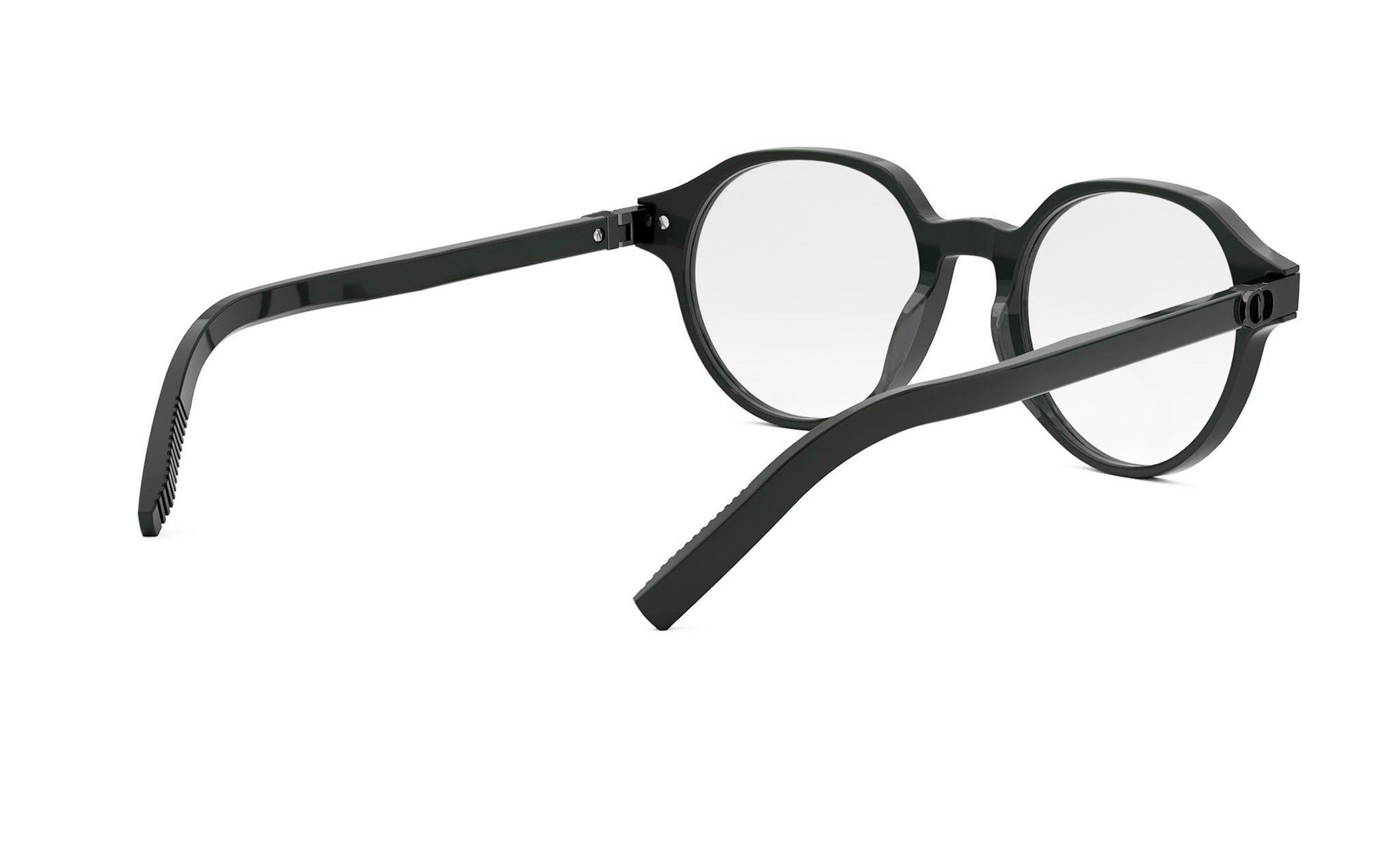 A pair of black-framed glasses with a sleek, modern design.