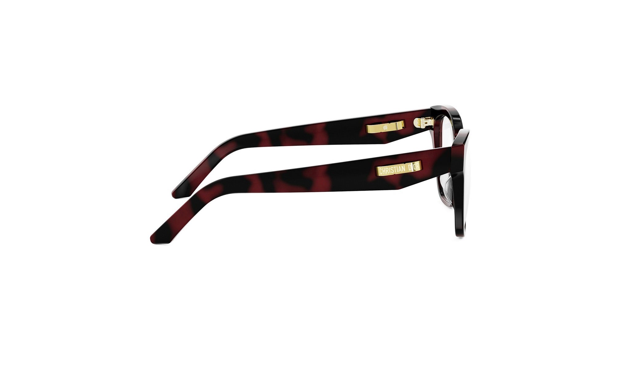 A pair of stylish, tortoiseshell-patterned glasses with gold accents, positioned side by side against a white background.
