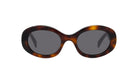 A pair of oval-shaped sunglasses with dark lenses.