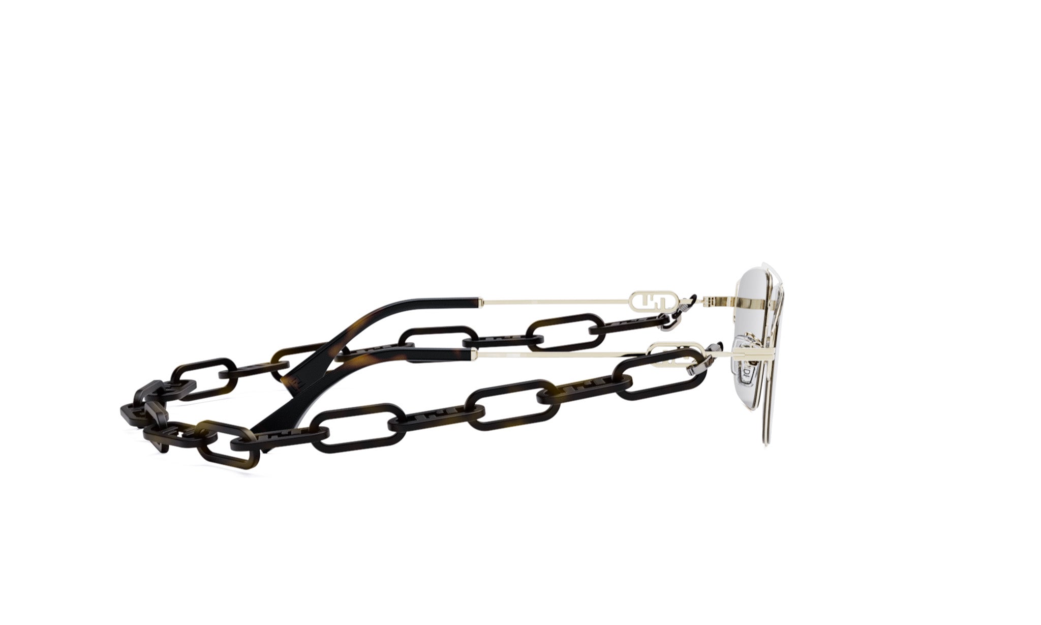 A pair of sunglasses with a chain strap.