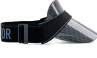A black and gray visor with a repeating pattern, likely a designer brand product.