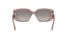 A pair of pink-framed sunglasses with a dark lens, shown from the back view.