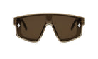 A pair of brown-tinted sunglasses with a sleek, modern design.