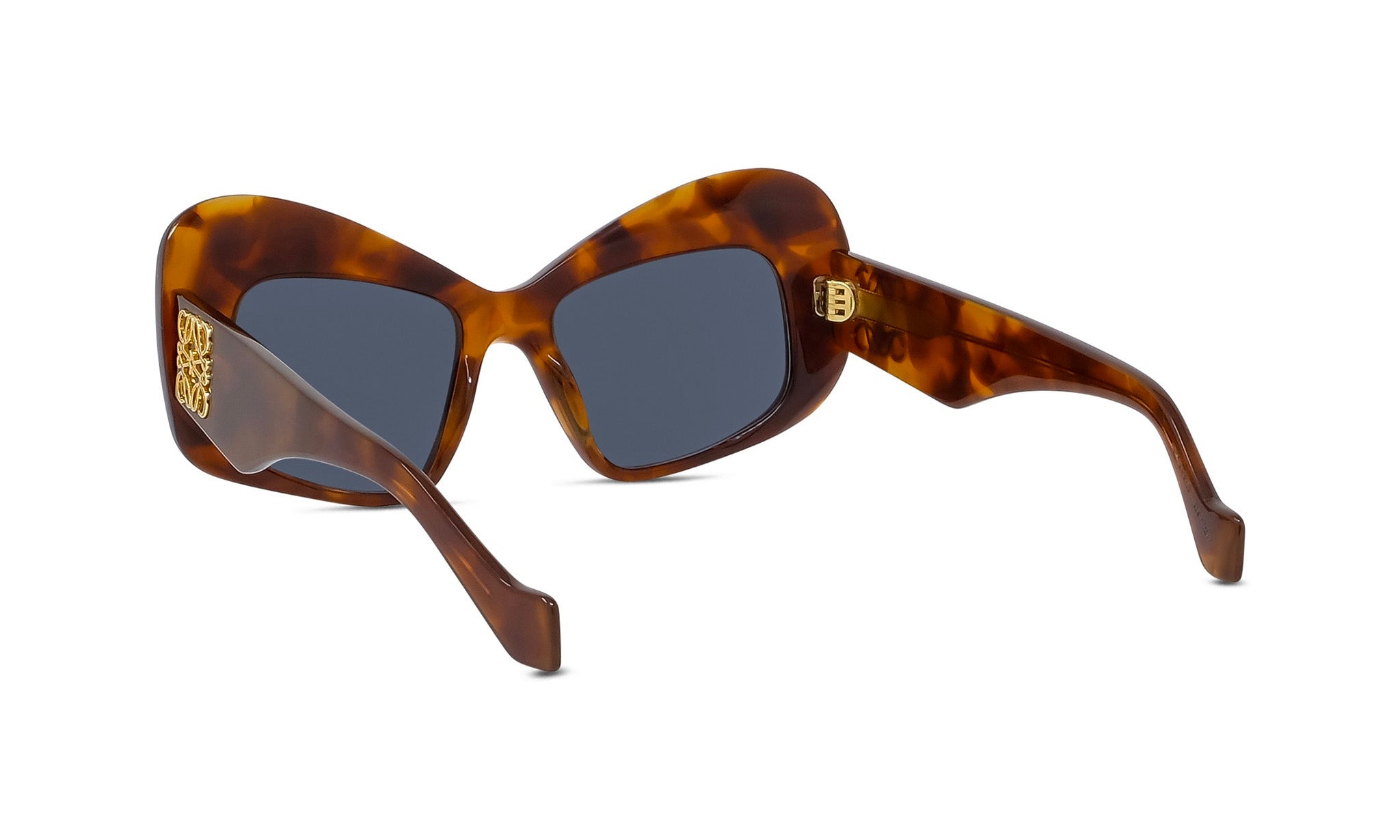 A pair of stylish sunglasses with a tortoiseshell frame and dark lenses.